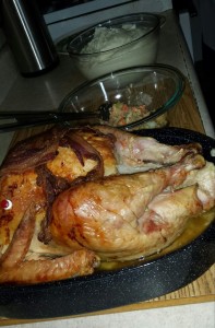 Bacon-draped turkey was the signature dish for the Eicher family Thanksgiving.