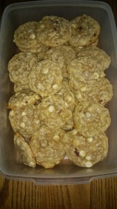 Daughter Verena made pecan-white chocolate chip cookies for the Eicher family this week.