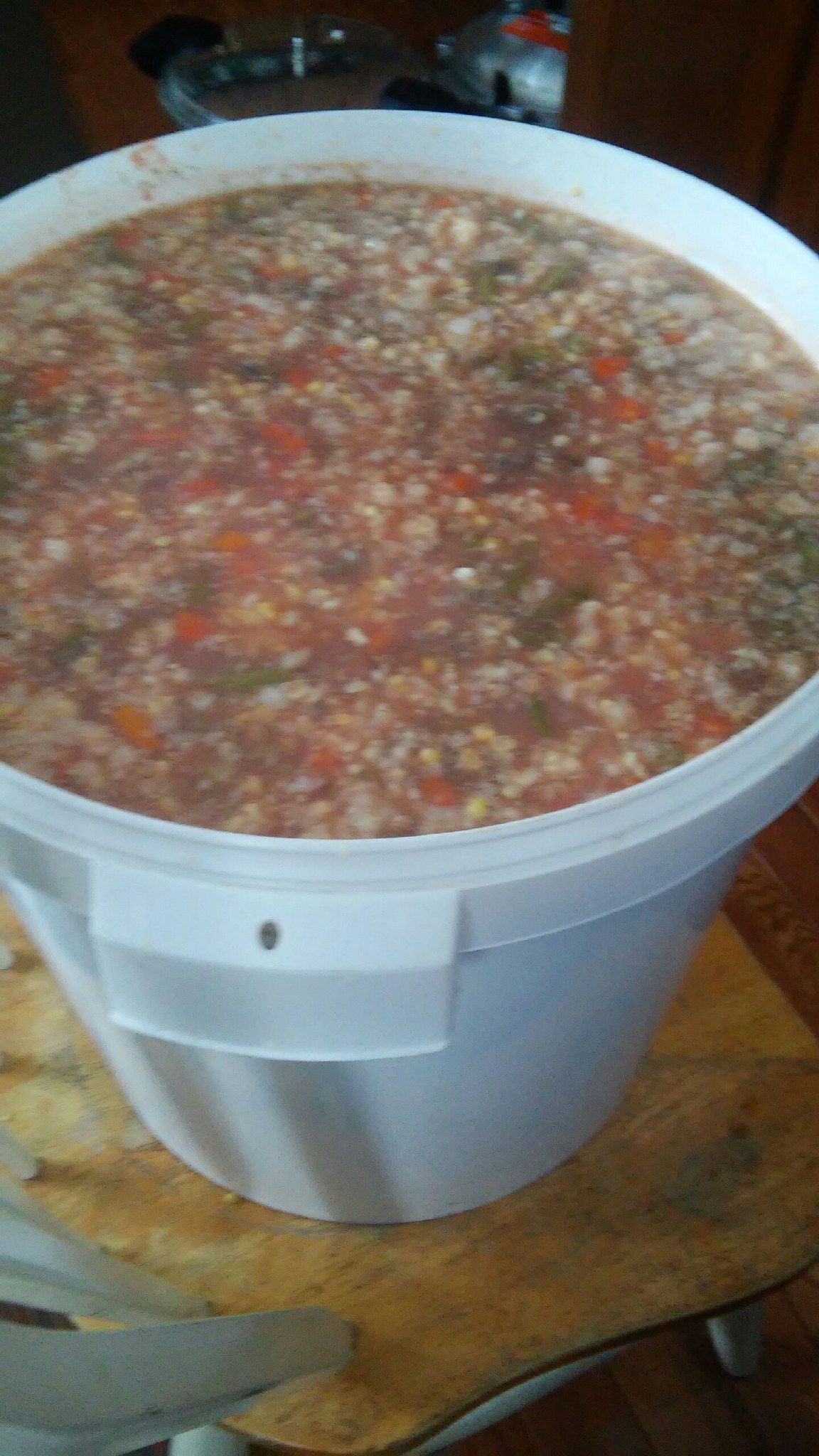 Lovina writes down her huge recipe for canned vegetable soup | Lovina’s