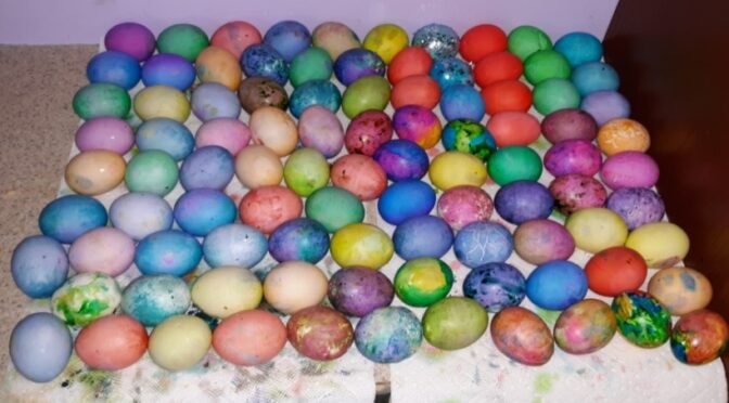 Easter egg fun with grandchildren
